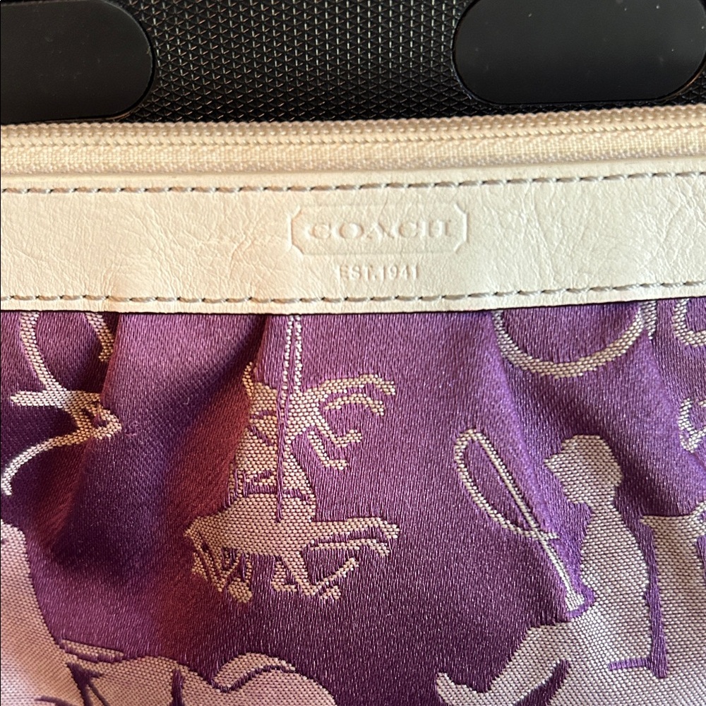 Coach Purple and Cream Wristlet - Picture 3 of 15